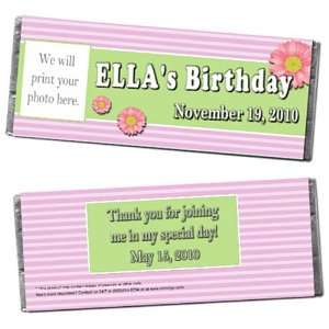  Stripes and Daisies Personalized Photo Candy Bar Wrappers 