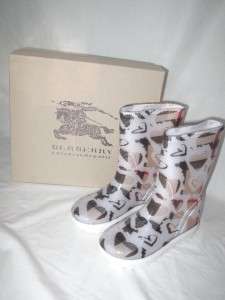 New in Box BURBERRY ABSTRACT HEARTS CHECK RAINBOOTS GIRLS SIZE US 13 