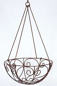 35 Wrought Iron Curly Hanging Basket   Metal Garden Flower Planter 2 