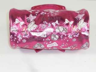 Ed Hardy Pink Lily Heart Wristlet & Alice Barrel Tote Girls Handbags 