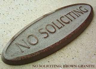 CARVED STONE NO SOLICITING SIGN/ Solicitors/Plaque  