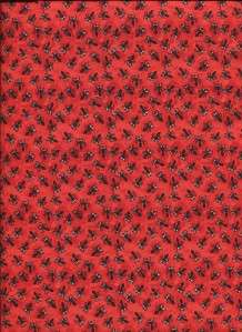 BUGGING OUT BLACK ANTS ON RED~ Cotton Quilt Fabric  