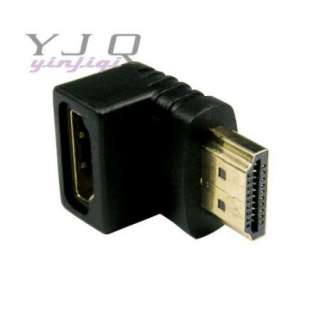 Black 90 Degree Angle Shaped HDMI Male to Female Gold Plated Converter 