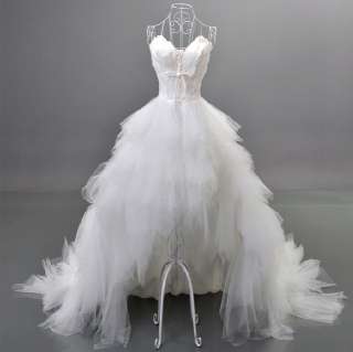 White ivory wedding Sexy deep V neck dress Bridal Gown size:2 4 6 8 10 