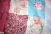 Old Hand Made & Hand Sewn Shabby Chic Vintage Rag Fabric Lap Quilt 50 