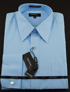 FRENCH CUFF BONCENNI DRESS SHIRT COTTON 20 34/35 Light Blue  