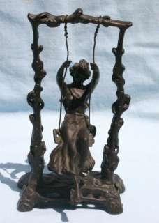 Bronze Young Pretty Girl On A Swing Signed Moreau RARE  