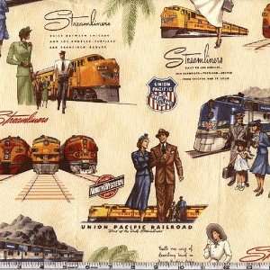   Pacific Railroad Vintage Fabric By The Yard Arts, Crafts & Sewing