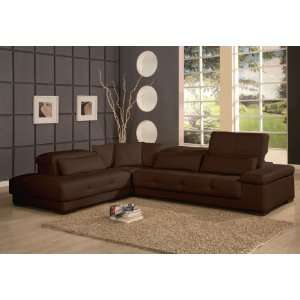    CR Bella Brown Modern Leather Sectional Sofa