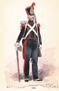 1830 GENIE   VINTAGE FRENCH ARMY UNIFORM ART CARD  