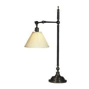   Swing Arm Table Lamp, Deep Patina Bronze Finish and Oyster Silk Side