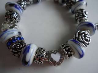   Style Silver 925 Charm Bracelet . Charm Heart, DOG, HOPE  