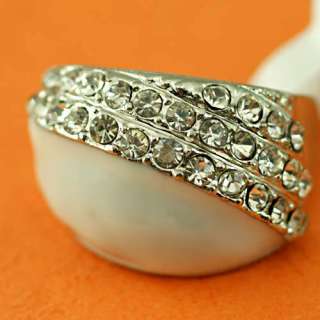 enamel lady pure diamante zircon cz sphere ring fashion style