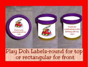 Fire Truck Police Birthday Party Favor Play Doh Labels  