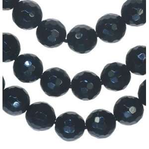  Black Onyx 8mm Round Faceted Beads Strand 15 Arts 