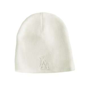  Los Angeles Dodgers White on White Cuffless Beanie Knit 