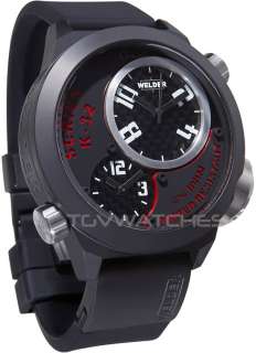 WELDER K32 9201 Black Mens Triple Time 50mm Watch Carbon NEW BEST 