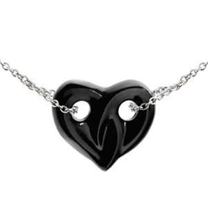  LALIQUE Mini Entwined Hearts Necklace Black Jewelry