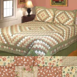 NEW VINTAGE LOOK BEDSPREAD OR XL QUEEN QUILT SET LIKE GRANDMA MADE