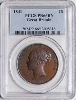 1841 Great Britain Penny Proof   PCGS PR66BN   RARE POP 1 !!  