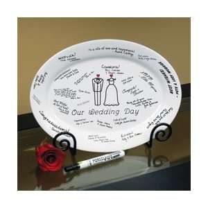  Our Wedding Day Guest Book Platter with Easel