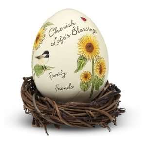  Cherish Lifes Blessings 2.5 Egg with Rattan Nest