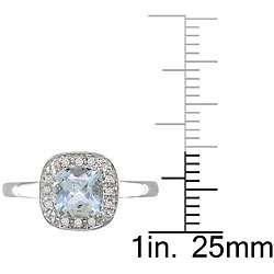 10k White Gold Aquamarine and Diamond Ring (H I,I2 I3)  Overstock