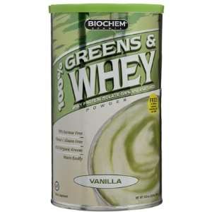 Biochem Sports 100% Greens & Whey Powder, Vanilla, 10.3 oz (Quantity 