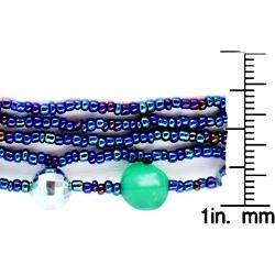 Silvertone Multi strand Blue Beaded Necklace  