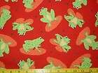 Lily Pad Frogs on Red Cotton Fabric Fat Quarter FQ CUTE