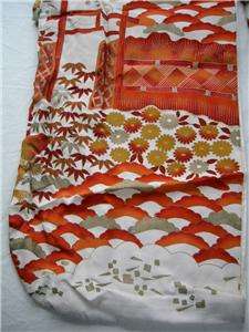old vintage gold embroidered silk furisode japanese kimono japan 