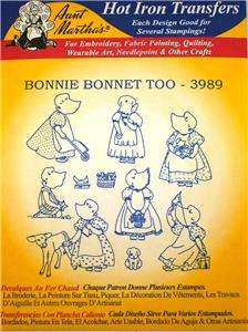 New Aunt Marthas Bonnie Bonnet Girl Pattern Transfer  