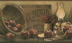 COUNTRY APPLES & BASKETS WALLPAPER BORDER BY YORK  