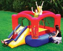 Six Flags Inflatable Bouncer with Slide  