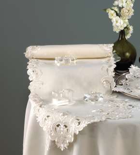   Cutwork Embroidered Ivory Table Runner 16x36, 72 Oblong New  