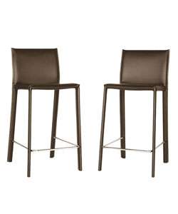 Kazan Brown Leather Counter Stools (Set of 2)  Overstock