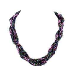 Silvertone Braided Multicolor Beaded Necklace  