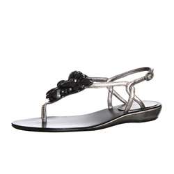 Nine West Womens Alojzy Beaded Silver Thong Sandals  Overstock