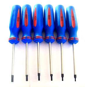 6pc GRIP TOOLS STAR TORX MAGNETIC SCREWDRIVER SET OVERSIZED RUBBER 