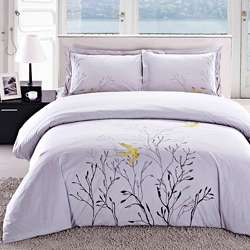 Embroidered Swallow King size 3 piece Duvet Cover Set  Overstock