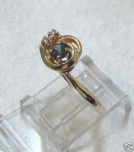 14kt Gold Ladies Blue Topaz / Diamonds Ring Size 7 1/2  