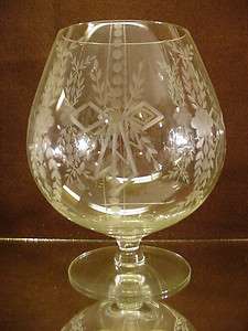   RIBBON BOW FLORAL SPRAY GLASS BRANDY SNIFtER ROSE BOWL VASE!  