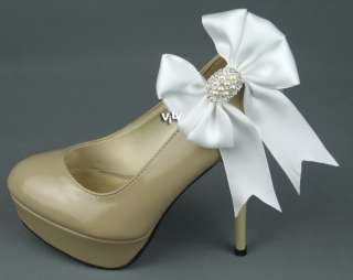   Bow Wedding Bridal Evening Party Rhinestone Flower Shoe Clips  