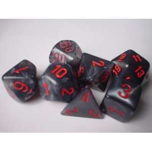  Chessex RPG Dice Sets Black/Red Velvet Polyhedral 7 Die 