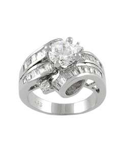 Tressa Sterling Silver CZ Wrap Style Engagement Ring  Overstock