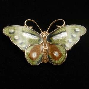 Butterfly Pin Enamel Sterling Silver Hroar Prydz Norway Vintage Brooch 