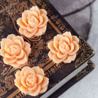 High quality peach Resin Flower Cabochon Peony RB0535 7  