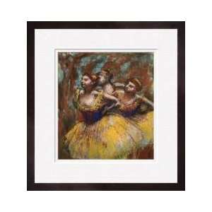  Three Dancers yellow Skirts Blue Blouses C1896 Framed 