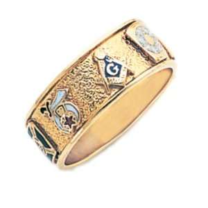   : Mens 14k Yellow Gold Masonic Scottish Rite Ring (Size 10): Jewelry