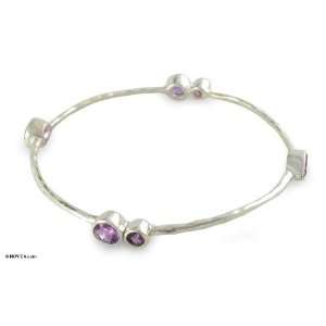   Sterling Silver and Purple Amethyst Bangle Bracelet, Tango Jewelry